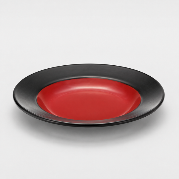 Red & Black Deep Round Plate 23 cm