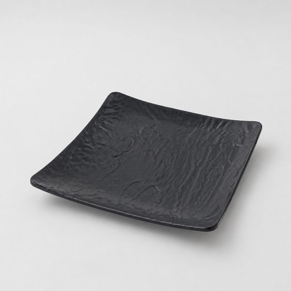 Stone Black Relief Pattern Square Plate