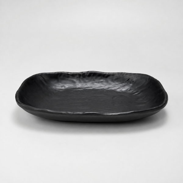 Stone Black Long Rounded Plate 25cm
