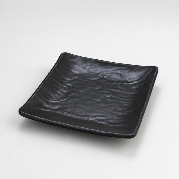 Stone Black Relief Pattern Square Plate 14.7cm