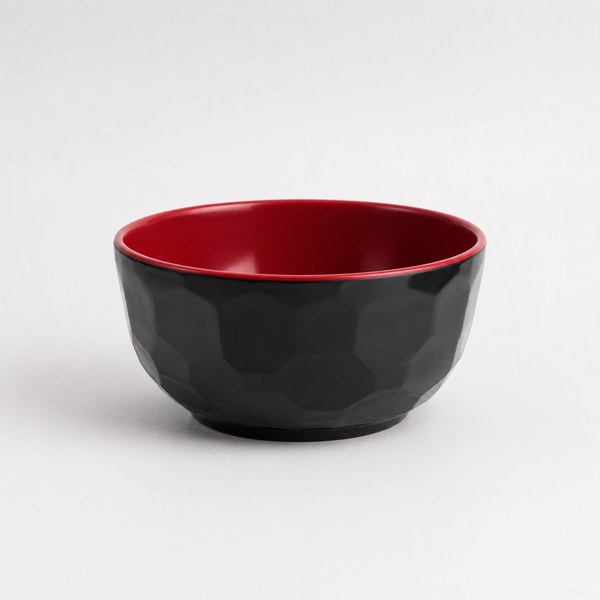 Red & Black Faceted Salad Bowl 10.5cm