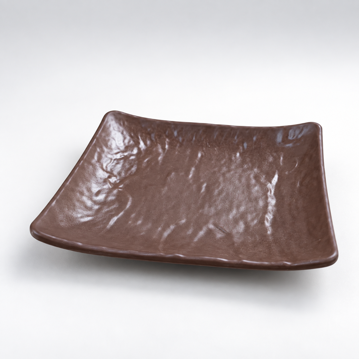 Deep Brown Relief Pattern Square Plate