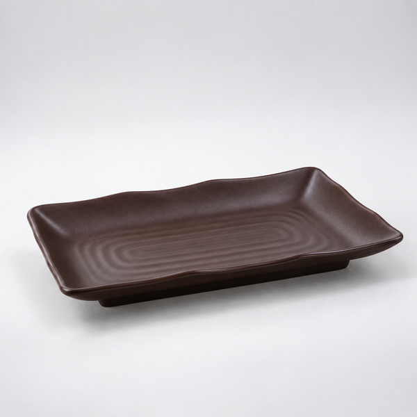 Deep Brown Long Relief Plate 20.5cm