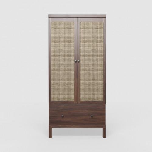 Jenggala Teak & Rattan Wardrobe Cabinet