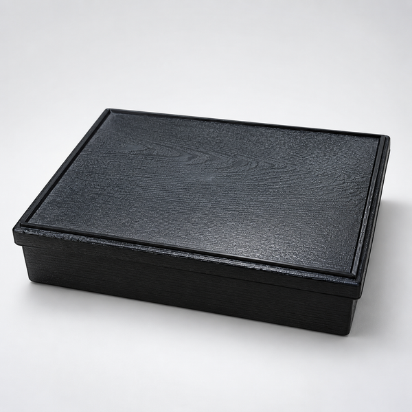 Red & Black Bento Box Serving Plate 10" – 5 Compartment Melamine Bento Box with Lid