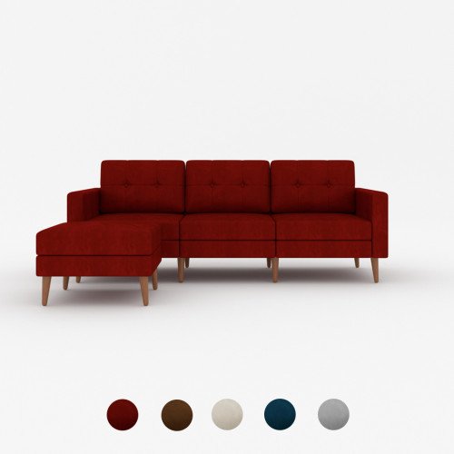 Marseille Velvet 3-Seater Sofa Set + Ottoman