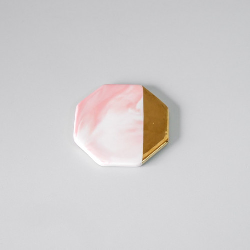 Chic Gold & Pink Coaster Octagon 9cm 5
