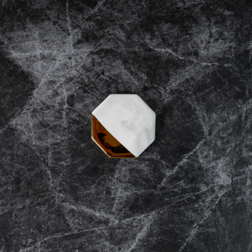 Chic Gold & White Coaster Octagon 9cm 5