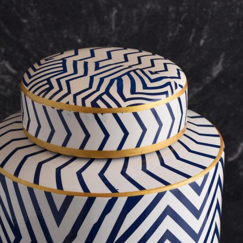 Ethnic Blue & White Jar Large