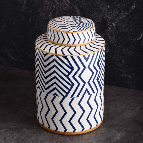 Ethnic Blue & White Jar Small