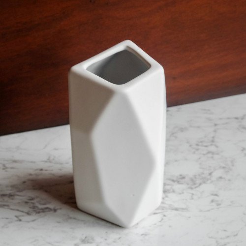 Faceted Vase White 20cm