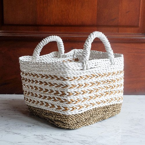 Handwoven Basket Square - Grey Accent