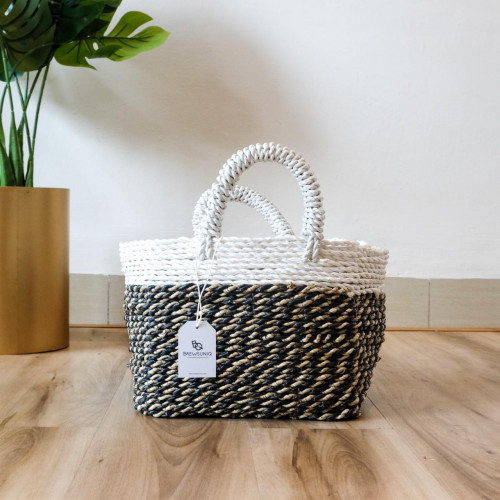 Handwoven Basket Square - Slate Black