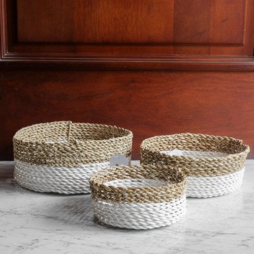 Handwoven Short Basket Round - Angkor Weave