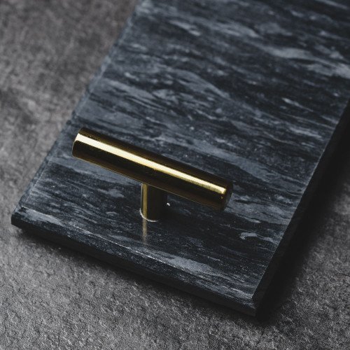 Long Marble Tray Black w/ Handle 29.5cm x 9.5cm
