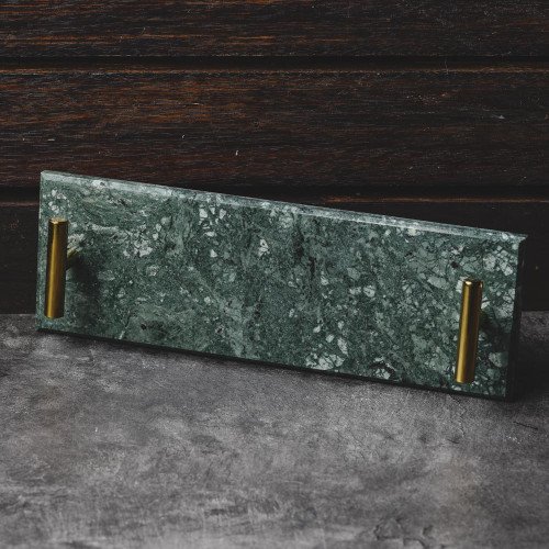Long Marble Tray Green w/ Handle 29.5cm x 9.5cm