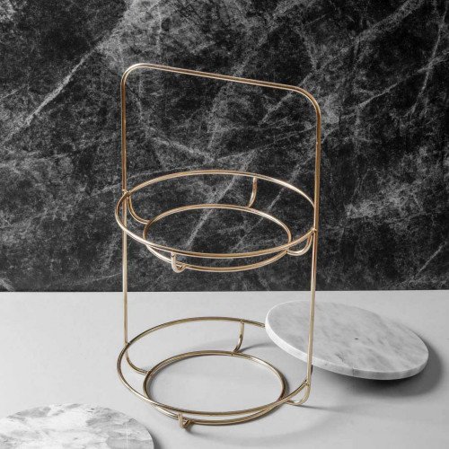 Marble 2 Tier Standing Tray - White