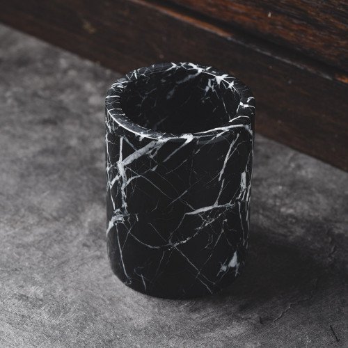 Marble Décor Vase Black Short 9.5cm x 12cm
