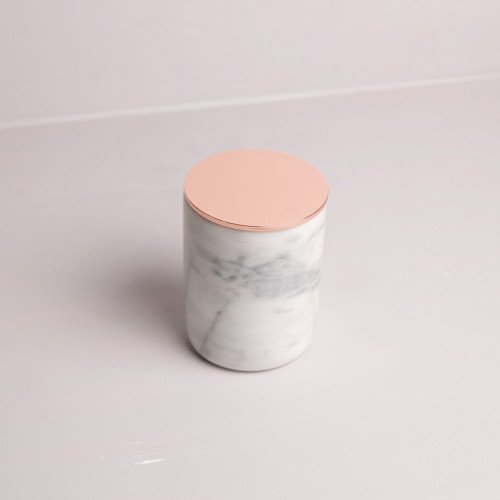 Marble Mug White with Rose Gold Lid