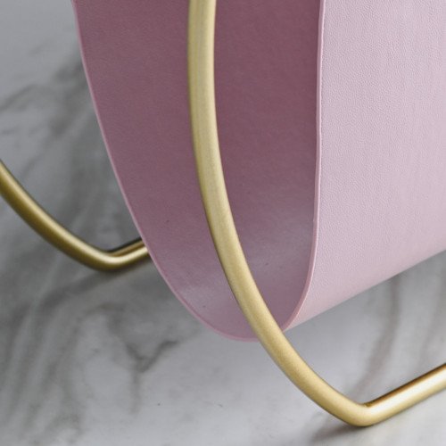 Modern Leather Magazine Rack Round Pink