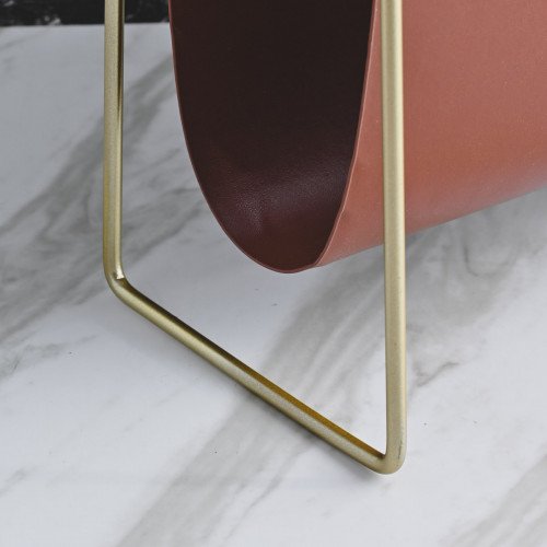 Modern Leather Magazine Rack Triangle Brown