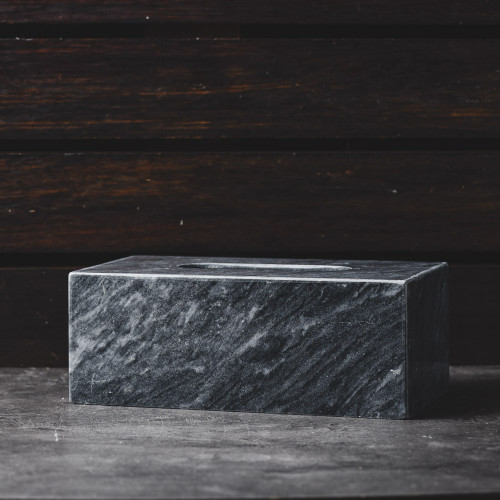 Rectangular Marble Tissue Box Black 23cm x 14cm