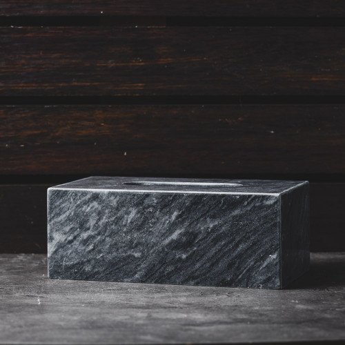 Rectangular Marble Tissue Box Black 23cm x 14cm