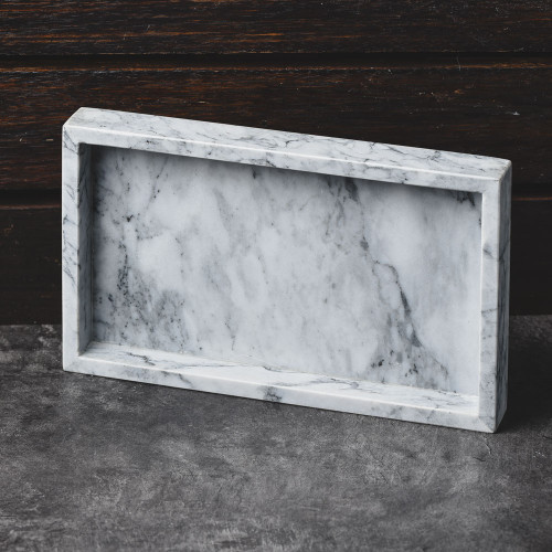 Rectangular Marble Tray White 25cm x 15cm