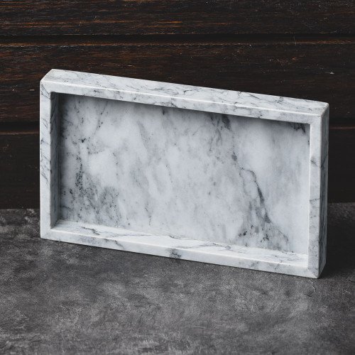 Rectangular Marble Tray White 25cm x 15cm