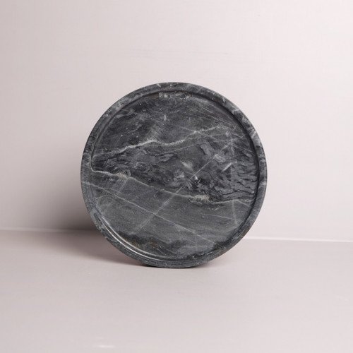 Round Marble Tray Black 8"
