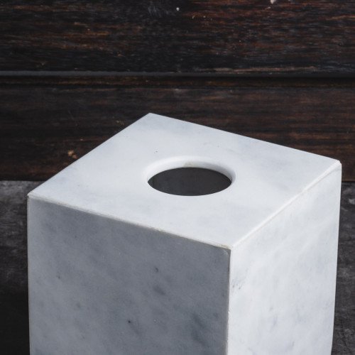 Square Marble Tissue Box White 14cm x 14cm