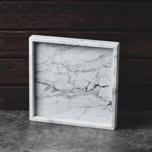 Square Marble Tray White 25cm x 25cm