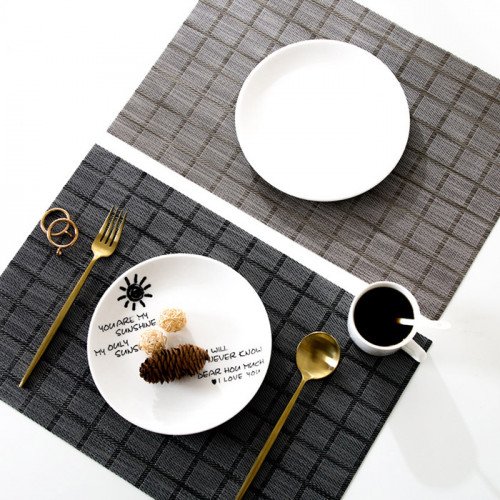 Table Placemat Checkered Brown