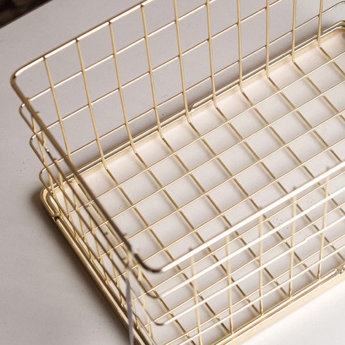 Tabletop Display Basket Gold 26.5 x 17.5cm Tall