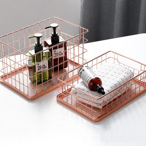 Tabletop Display Basket Rose Gold 26.5 x 17.5cm Short