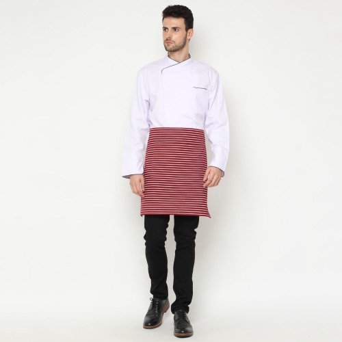 Stripes Half Apron Red & White 2
