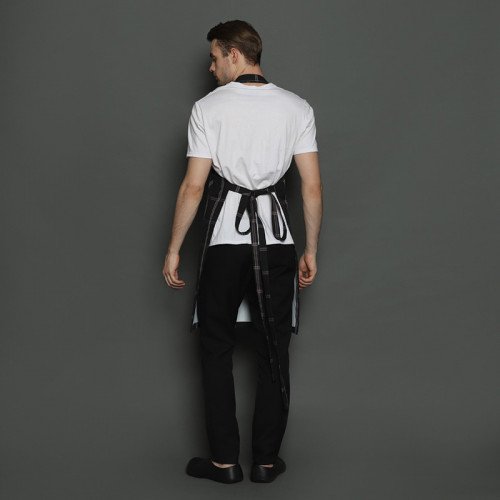 Checkered Full Kitchen Apron Black 2