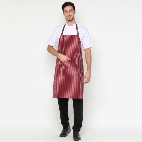 Chester Full Apron White Stripes Over Red 5