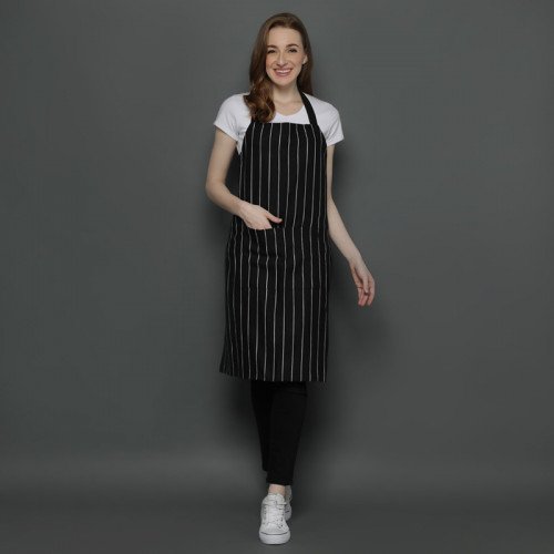 Taylor Full Apron White Stripes Over Black