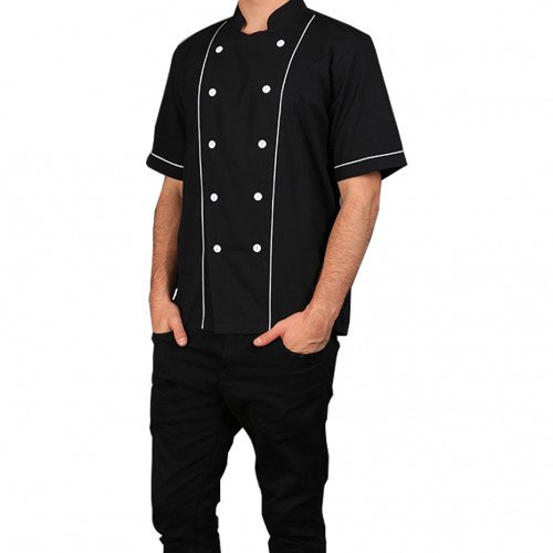 Basic Short Sleeves Black w/ White Lines