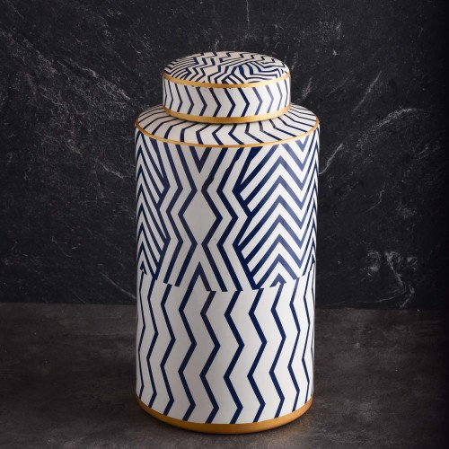 Ethnic Blue & White Jar Small