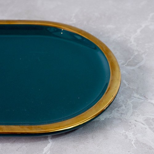 Gold-Rimmed Oval Display Tray White 7
