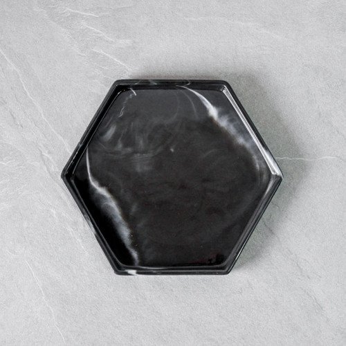 Sierra Decorative Tray Hexagon 10.5" - Black