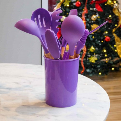 Flamboyant Purple Silicone Kitchen Utensil Set 13
