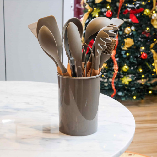 Mellow Brown Silicone Kitchen Utensil Set 13