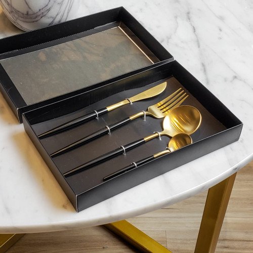 Athens Black 4pcs Cutlery Gift Set