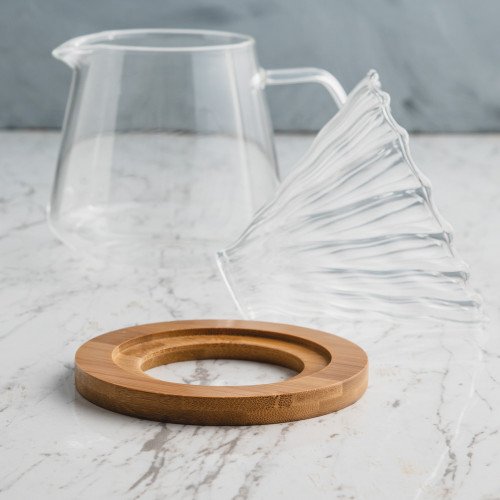 V60 Glass Coffee Dripper Olive Wood 3