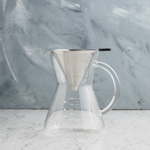 Glass Coffee Brewer w Stainless Dripper 800ml
