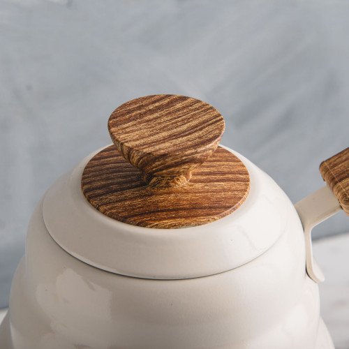 Electric Gooseneck Kettle Set Wood & White 1L 4