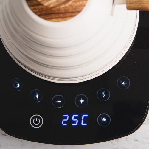 Electric Gooseneck Kettle Set Wood & White 1L 6